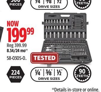 Canadian Tire Maximum professional grade socket set, 224-pc, crv, nickel-chrome plating offer