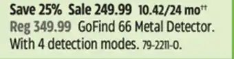 Canadian Tire Minelab gofind 66 metal detector offer