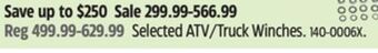 Canadian Tire Selected atv/truck winches offer