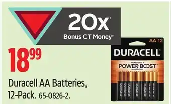Canadian Tire Duracell aa batteries, 12-pack offer