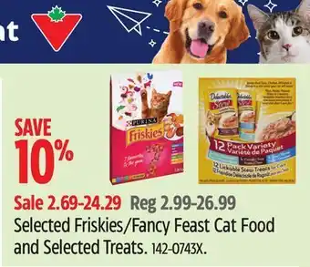 Canadian Tire Selected friskies/fancy feast cat food and selected treats offer