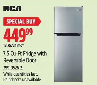 Canadian Tire Rca 7.5 cu-ft fridge with reversible door offer
