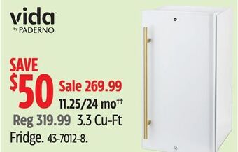 Canadian Tire Vida by paderno 3.3 cu-ft fridge offer