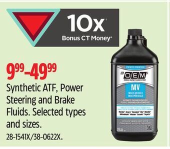 Canadian Tire Oem synthetic atf, power steering and brake fluids offer