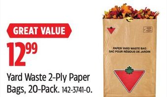 Canadian Tire Ctc yard waste 2-ply paper bags, 20-pack offer