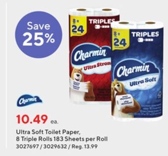 Staples Charmin ultra soft toilet paper - 8 triple rolls of 183 sheets per roll offer