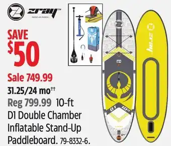 Canadian Tire Zray d1 double chamber inflatable stand-up paddleboard offer
