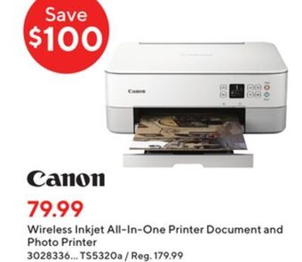 Staples Canon pixma ts5320a wireless inkjet all-in-one printer offer