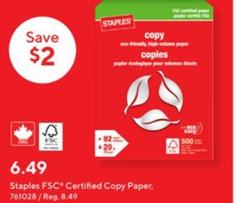 Staples Staples fsc-certified copy paper - offer