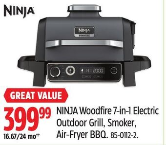 Canadian Tire Ninja woodfire 7-in-1 electric outdoor grill, smoker, air-fryer bbq offer