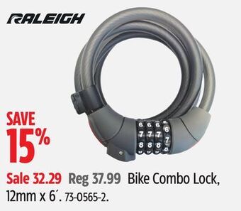 Canadian Tire Raleigh bike combo lock, 12mm x 6´ offer