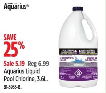 Canadian Tire Aquarius liquid pool chlorine, 3.6l offer