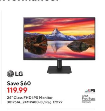 Staples Lg 24 class fhd ips monitor offer