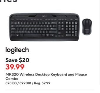 Staples Logitech mk320 wireless desktop keyboard and mouse combo offer
