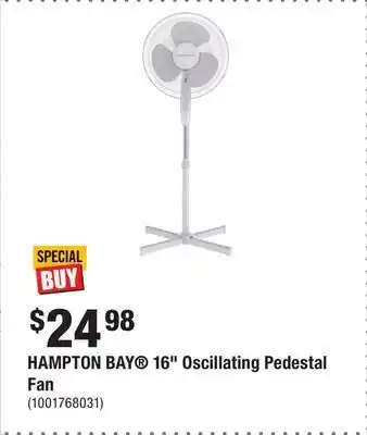 Home Depot Hampton bay® 16 oscillating pedestal fan offer