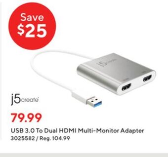 Staples J5create usb 3.0 to dual hdmi multi-monitor adapter offer