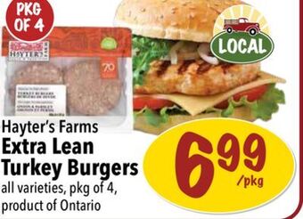 Farm Boy Hayter's farms extra lean turkey burgers offer