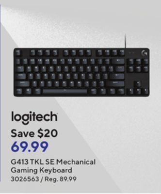 Staples Logitech g413 tkl se mechanical gaming keyboard offer