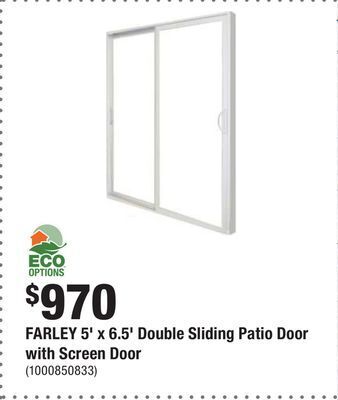 Home Depot Farley 5' x 6.5' double sliding patio door with screen door offer