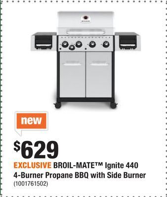 Home Depot Exclusive broil-mate™ ignite 440 4-burner propane bbq with side burner offer