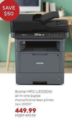 Staples Brother mfc-l5700dw all-in-one duplex monochrome laser printer offer
