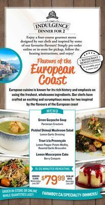 Farm Boy Indulgence dinner for 2 offer