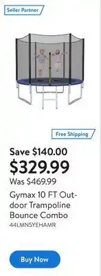 Walmart Gymax 10 ft outdoor trampoline bounce combo offer