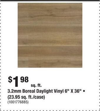 Home Depot 3.2mm boreal daylight vinyl 6 x 36 • (23.95 sq. ft./case) offer