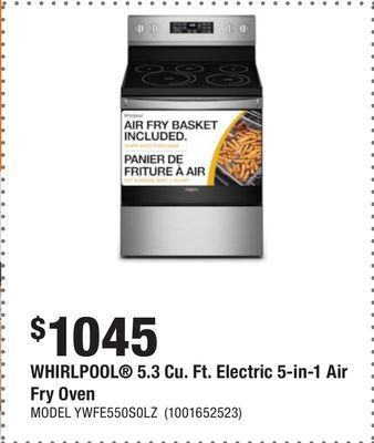 Home Depot Whirlpool® 5.3 cu. ft. electric 5-in-1 air fry oven offer