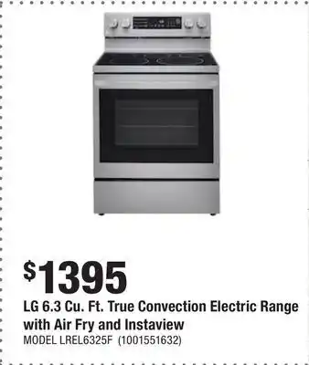 Home Depot Lg 6.3 cu. ft. true convection electric range with air fry and instaview offer