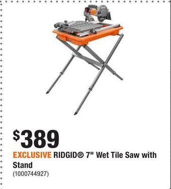 Home Depot Exclusive ridgid® 7 wet tile saw with stand offer