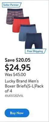 Walmart Lucky brand men's boxer briefs|s-l|pack of 4 offer