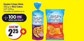 Chalo FreshCo Quaker crispy minis 100 g or rice cakes 127-199 g offer