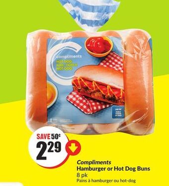 FreshCo Compliments hamburger or hot dog buns 8 pk offer