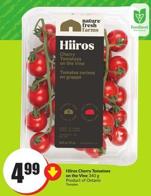 Chalo FreshCo Hiiros cherry tomatoes on the vine 340 g product of ontario offer