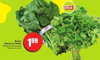 Chalo FreshCo Bunch spinach or methi product of canada offer