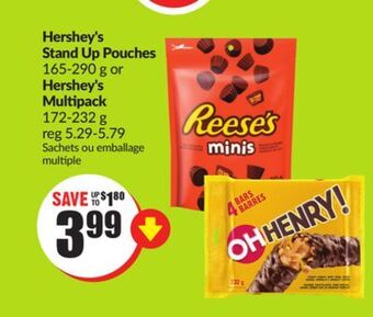 FreshCo Hershey's stand up pouches 165-290 g or hershey's multipack 172-232 g offer