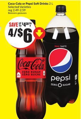 Chalo FreshCo Coca-cola or pepsi soft drinks 2 l selected varieties offer