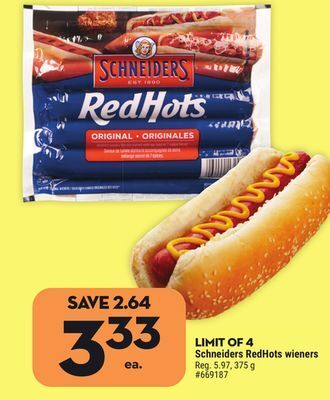 Giant Tiger Schneiders redhots wieners offer