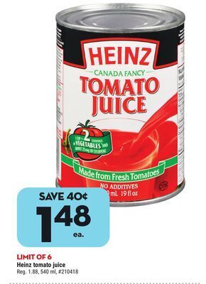 Giant Tiger Heinz tomato juice offer