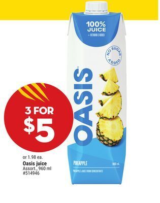 Giant Tiger Oasis juice offer