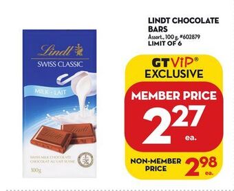 Giant Tiger Lindt chocolate bars offer