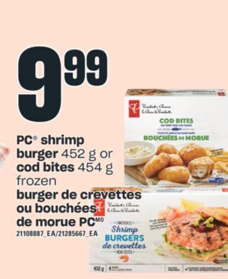 Valu-mart Burger de crevettes 452 g ou bouchées de morue 454 g pc offer