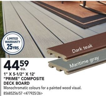 RONA 1 x 5-1/2 x 12' prime composite deck board offer