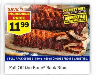 M & M Food Market Fall off the bone® back ribs offer
