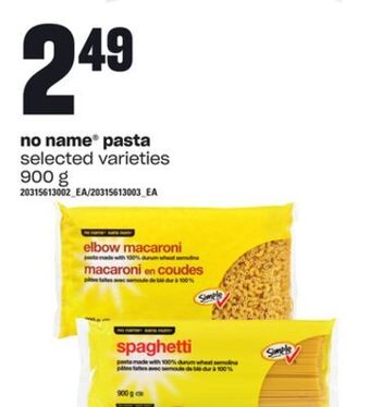 Zehrs Markets No name® pasta, 900 g offer