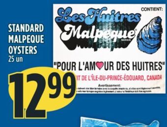 Marché Adonis Standard malpeque oysters offer