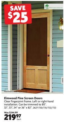 Home Hardware Elmwood pine screen doors offer