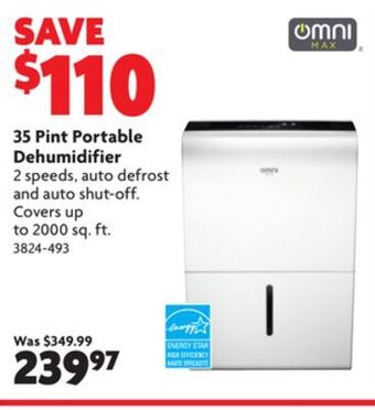 Home Hardware 35 pint portable dehumidifier offer