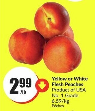 FreshCo Yellow or White Flesh Peaches 6.59/kg offer